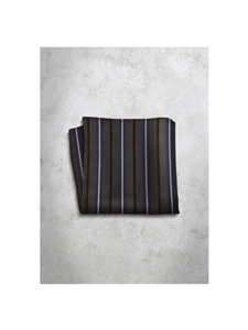 Grey Stripes Silk Men's Handkerchief | Italo Ferretti Super Class Collection | Sam's Tailoring