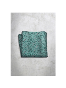 Aquamarine Paisley Design Silk Satin Men's Handkerchief  | Italo Ferretti Super Class Collection | Sam's Tailoring