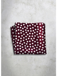 Blood Red Polka Dots Design Silk Satin Men's Handkerchief  | Italo Ferretti Super Class Collection | Sam's Tailoring