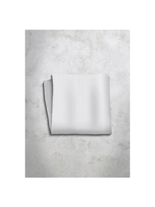 White Stripes Design Silk Satin Men's Handkerchief  | Italo Ferretti Super Class Collection | Sam's Tailoring