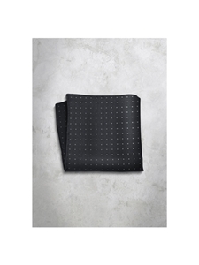 Black & White Polka Dots Design Silk Satin Men's Handkerchief | Italo Ferretti Super Class Collection | Sam's Tailoring