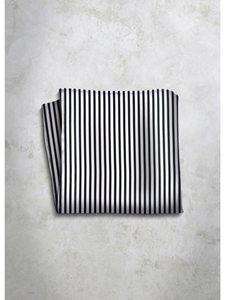 Grey & Black Stripes Design Silk Satin Men's Handkerchief | Italo Ferretti Super Class Collection | Sam's Tailoring