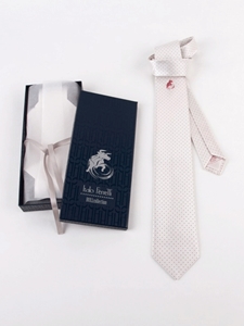 White & Red Polka Dots Design Silk Satin NIKKEI Tie | Italo Ferretti Bull Collection | Sams Tailoring Fine Men's Clothing
