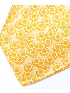 Fiches Yellow Precious Silk Satin Tie | Italo Ferretti Casino Collection | Sams Tailoring Fine Men's Clothing