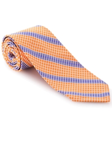 Robert Talbott Orange with Check and Stripe Cernobbio Seven Fold Tie 51894M0-02 - Spring 2016 Collection Seven Fold Ties | Sam's Tailoring Fine Men's Clothing