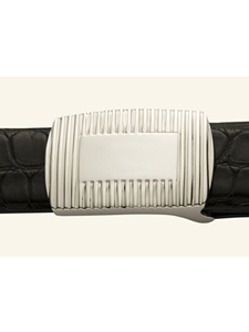 "The Fluted Plaque With Lines" 1 1/8 Buckle  | W.Kleinberg Sterling Buckles Collection | Sam's Tailoring