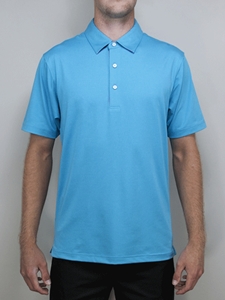 Aqua Melange "Weston" Solid Polo Shirt | Betenly Golf Polos Collection | Sam's Tailoring