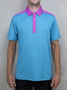 Aqua "Del Mar" Contrast Yoke Polo Shirt | Betenly Golf Polos Collection | Sam's Tailoring