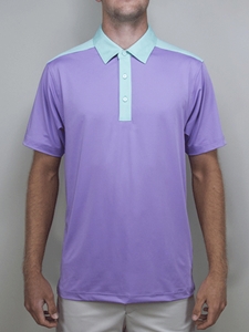 Violet "Del Mar" Contrast Yoke Polo Shirt | Betenly Golf Polos Collection | Sam's Tailoring