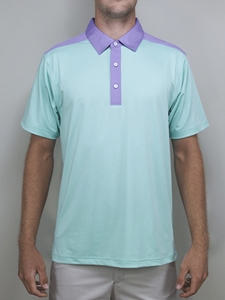 Mint "Del Mar" Contrast Yoke Polo Shirt | Betenly Golf Polos Collection | Sam's Tailoring