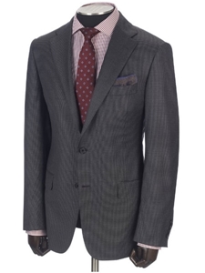 Hickey Freeman Grey Houndstooth Tasmanian Suit 65312509B003 - Suits | Sams Tailoring