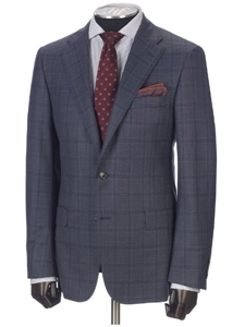 Hickey Freeman Blue-Grey Windowpane Super 160s Suit 65312506B003 - Suits | Sams Tailoring