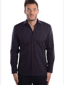 Purple Check With Black Background Dobby Shirt  | Bertigo Fall 2016 Shirts Collection