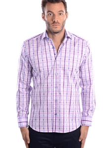 Purple Checks Satin Long Sleeve Shirt | Bertigo Fall 2016 Shirts Collection | Sams Tailoring