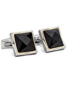 Silver Onyx Cuff Links | Hickey FreeMan Cufflinks | Sams Tailoring