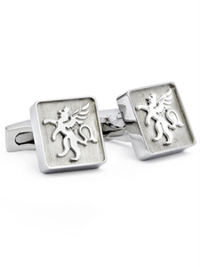 Silver Black Logo Cuff Links | Hickey FreeMan Cufflinks | Sams Tailoring