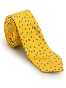 Yellow With Light Yellow & Blue Polka Dots Welch Margetson Best of Class Extra Long Tie | Robert Talbott Fall 2016 Collection  | Sam's Tailoring