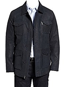 Navy Leather Oiled Nubuck Jacket | Robert Comstock Leather Jackets | Sam's Tailoring
