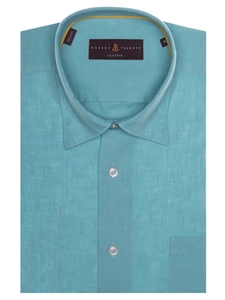 Aqua San Carlos Linen  Sport Shirt | Robert Talbott 2017 Collection  | Sam's Tailoring