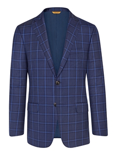 Navy Windowpane Check Side Vents Traveler Jacket | Hickey FreeMan Spring Collection 2017 | Sams Tailoring