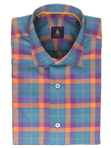 Turquoise, Purple and Orange Plaid Crespi III Trim Fit Sport Shirt | Robert Talbott Spring 2017 Collection  | Sam's Tailoring