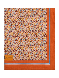 Orange, Blue and Yellow Flower Print 12.5" Pocket Square | Robert Talbott Spring 2017 Collection  | Sam's Tailoring