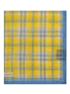 Yellow, White and Blue Plaid 13" Pocket Square | Robert Talbott Spring 2017 Collection  | Sam's Tailoring