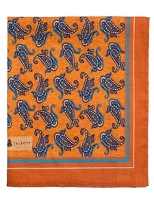 Orange, Purple and Blue Paisley 12.5" Pocket Square | Robert Talbott Spring 2017 Collection  | Sam's Tailoring