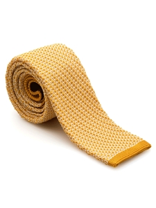 Gold and White Textured SQ End 2.36" Knit Tie | Robert Talbott Spring 2017 Collection | Sam's Tailoring