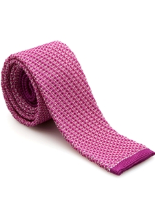 Raspberry, Pink and White Textured SQ End 2.36" Knit Tie | Robert Talbott Spring 2017 Collection | Sam's Tailoring