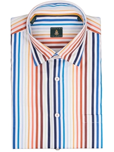 Blue, Orange, Red and Pink Stripe Anderson Classic Sport Shirt | Robert Talbott Spring 2017 Collection | Sam's Tailoring