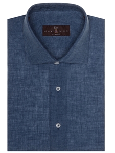 Blue Solid Linen Estate Sutter Classic Dress Shirt | Robert Talbott Spring 2017 Collection | Sam's Tailoring