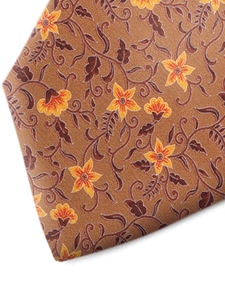 Brown, Orange and Yellow Floral Patterned Silk Tie | Italo Ferretti Spring Summer Collection | Sam's Tailoring