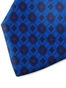 Blue and Sky Blue Patterned Silk Tie | Italo Ferretti Spring Summer Collection | Sam's Tailoring