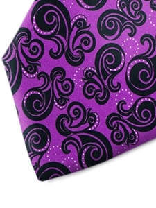 Violet and Black Patterned Silk Tie | Italo Ferretti Spring Summer Collection | Sam's Tailoring