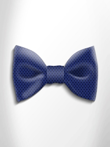 Blue With Black Polka Dot Silk Bow Tie | Italo Ferretti Spring Summer Collection | Sam's Tailoring