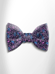 Fuchsia and Blue Floral Patterned Silk Bow Tie | Italo Ferretti Spring Summer Collection | Sam's Tailoring