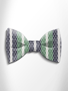 White, Black Green Striped Silk Bow Tie  | Italo Ferretti Spring Summer Collection | Sam's Tailoring