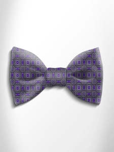 Violet and Grey Patterned Silk Bow Tie | Italo Ferretti Spring Summer Collection | Sam's Tailoring