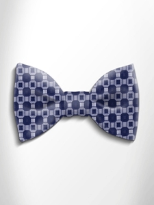 Grey and Blue Patterned Silk Bow Tie | Italo Ferretti Spring Summer Collection | Sam's Tailoring