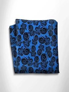 Black and Blue Patterned Silk Pocket Square | Italo Ferretti Spring Summer Collection | Sam's Tailoring