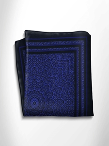 Blue With Black Bottom Lines Silk Pocket Square | Italo Ferretti Spring Summer Collection | Sam's Tailoring