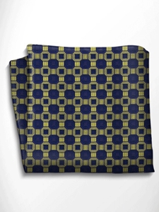 Yellow and Blue Patterned Silk Pocket Square | Italo Ferretti Spring Summer Collection | Sam's Tailoring