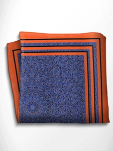 Orange and Blue Patterned Silk Pocket Square | Italo Ferretti Spring Summer Collection | Sam's Tailoring