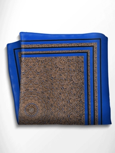 Brown and Blue Patterned Silk Pocket Square | Italo Ferretti Spring Summer Collection | Sam's Tailoring