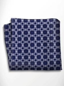 Blue and Silver Patterned Silk Pocket Square | Italo Ferretti Spring Summer Collection | Sam's Tailoring