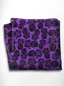 Black and Violet Patterned Silk Pocket Square | Italo Ferretti Spring Summer Collection | Sam's Tailoring