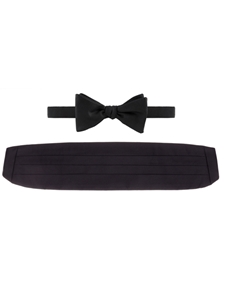 Black Faille Cummerbund with to be Tied Bow Tie | Robert Talbott Formal Wear   | Sam's Tailoring