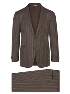 Brown Chalk Stripe Super 150's Tasmanian Suit | Hickey Freeman Tasmanian Collection | Sam's Tailoring