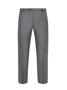Grey Twill Wool Silk Flat Front Trouser | Hickey Freeman Summer Blends Collection | Sam's Tailoring